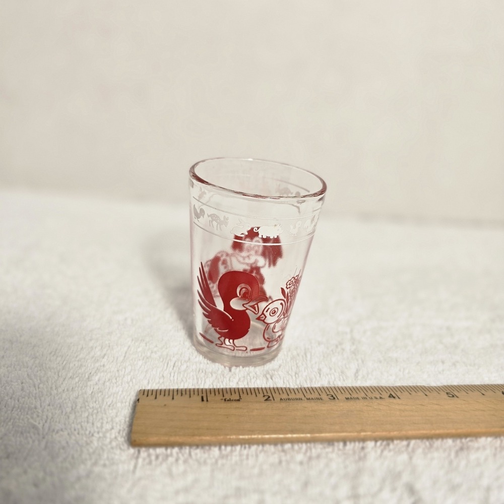 Vintage Kraft Kiddie Cups Childrens Swanky Swig Juice Glass Baby Bird & Elephant